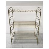 Vintage 3-tier gold metal wire shelf/stand