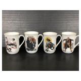 Four Norman Rockwell vintage ceramic mugs