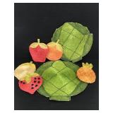 Vintage woven straw fruit hot pads/trivets