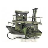 Vintage metal tug boat sculptural music box