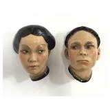 Male & female Chalk ware heads