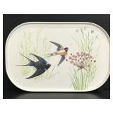 White bird & flowers melamine tray