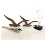 Three assorted bird decor pieces