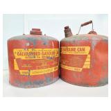 Two vintage Galvanized gasoline metal cans
