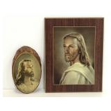 Two vintage wood Jesus portraits