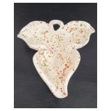 Speckled vintage ceramic marked GS leaf dish
