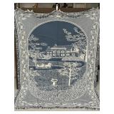 Blue house & carriage tapestry blanket