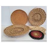 Vintage woven straw trays & trivets