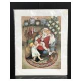 Caffco 1991 signed Santa & children print