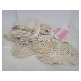 Collection of vintage doilies and linnens