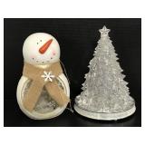 Light up Snowman & tree Christmas decor pieces
