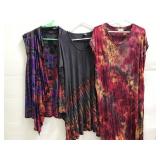 Two tie dye dresses & one tie dye cardigan