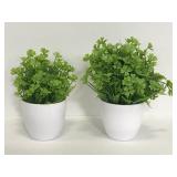 Pair of decorative faux clover potted plants