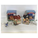 Two porcelain Hearthside Village lighted houses