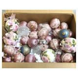 Lot of assorted pink, floral & sparkly ornaments