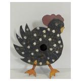 Metal sawblade & wood chicken birdhouse