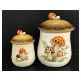 Pair of 1975 Sears ceramic mushroom canisters