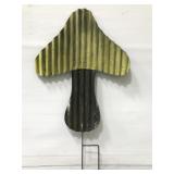 Corrugated metal painted mushroom garden art