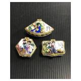Lot of 3 vintage ceramic pill boxes
