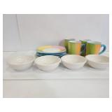 Dansk handpainted mugs & plates w/ bowls