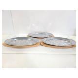 Three vintage aluminum housewares steak platters