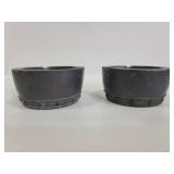 Vinpair of pewter half barrel ashtrays