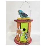 Handcrafted painted wooden birdhouse