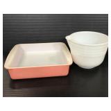 Ceramic Pyrex baking dish and mixing bowl