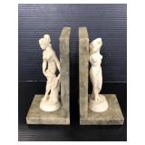 Two Alabaster marble mythology book ends
