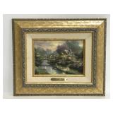 Framed Lamplight Bridge print by Thomas Kinkade