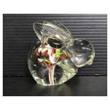 Small rabbit art glass paper weight