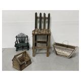 Lot of 4 rustic wood yard art pieces