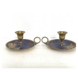 Pair of metal candlestick holders