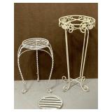 Lot of vintage white metal wire plant stands