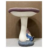 Vintage garden gnome & mushroom birdbath