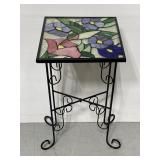 Hummingbird glass mosaic side table