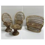 Vintage wicker doll furniture set