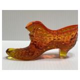 Fenton Amberina hobnail glass shoe