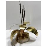 Vintage signed brass on quartz sculpture