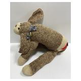 Vintage plush Sock Monkey dog