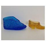 Two petite textured glass shoes