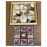 Two quilt like animal tapestries