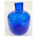Blue crackle glass vase