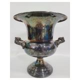 Double handle silver tone vase