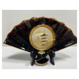 Japanese Chokin 24k gold trimmed fan plate