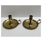 Pair of vintage brass finger candles - England