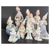 Twn porcelain clown figurines