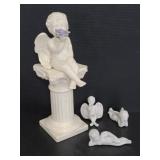 Set of 3 porcelain angels & one ceramic angel