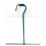 Blue metal adjustable walking cane
