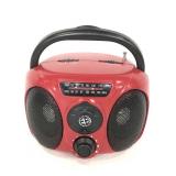 Small red AM/FM portable radio